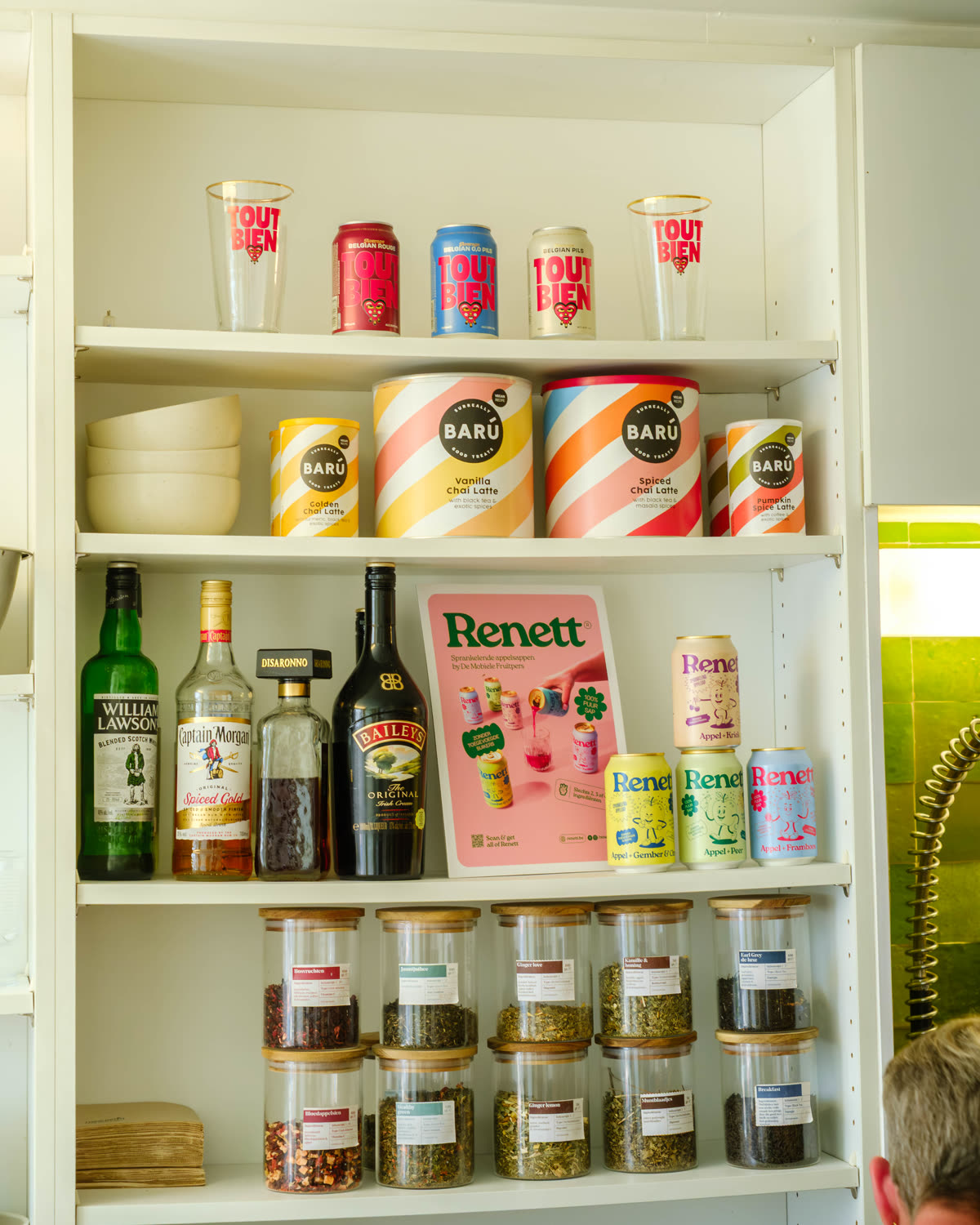 Drinks and pantry shelf display inside TheSpot